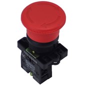 Botão de Emergência XB2 ES-542 Plástico Vermelho Com Trava Sibratec