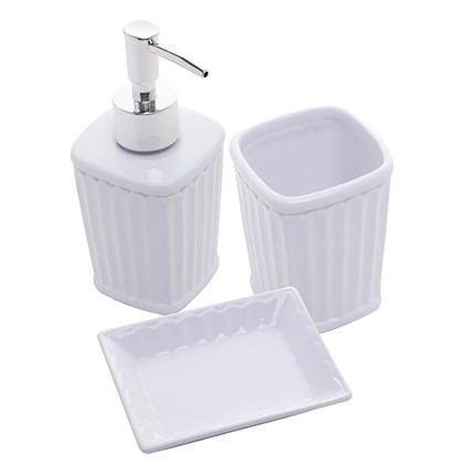 Conjunto 3pc para banheiro de Ceramica Antibes Branco