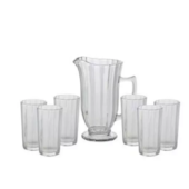 Conjunto 7 pc jarra com 6 copos de vidro Line 1l/270ml