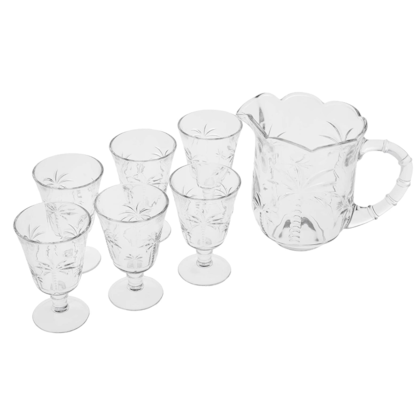 Conjunto 7pcs Jarra com 6 Taças de Cristal Palm 1.3l/240ml Lyor Transparente