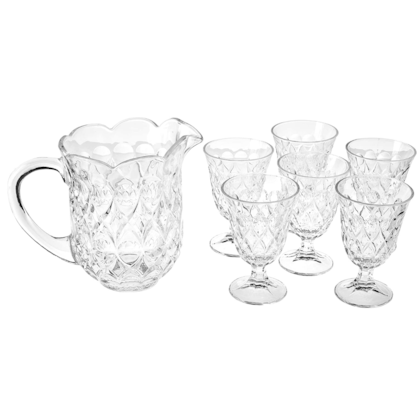 Conjunto 7pcs Jarra com 6 Taças de Cristal para Água Lile 1,5l /240ml